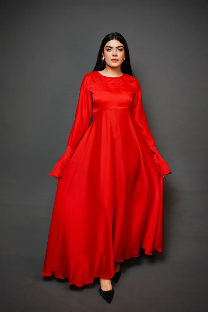 Pure Silk Full Sleeves Long Dress